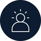 Icon of person with radiating lines.